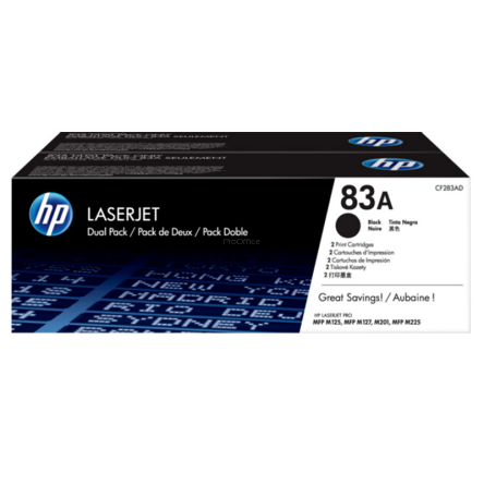Zestaw dwóch tonerów HP 83A do LaserJet Pro M125/127 | 2 x 1 500 str. | black