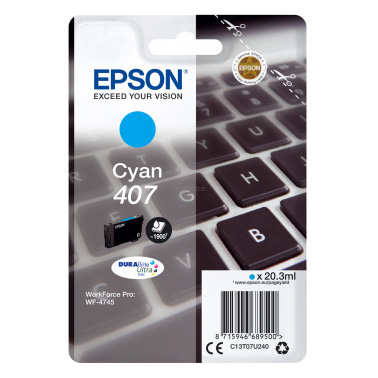 Tusz  Epson 407 do WF-4745DTWF | 20,3 ml | Cyan